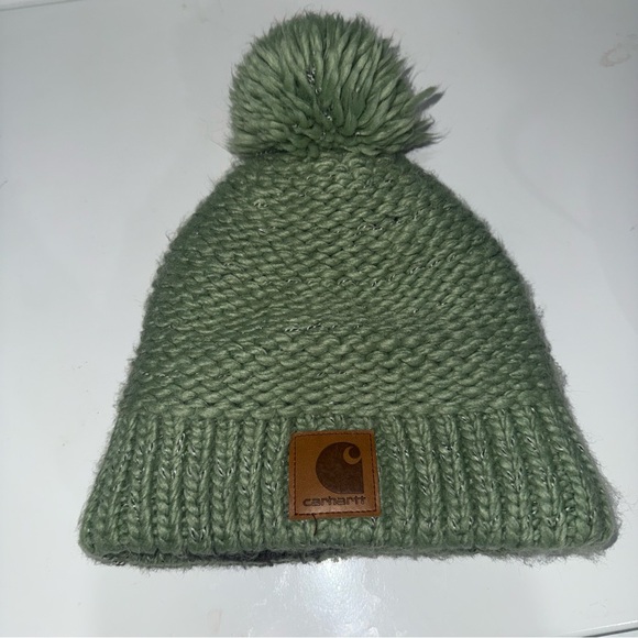 Carhartt Accessories - Carhartt Olive Knit Beanie with Pom‎